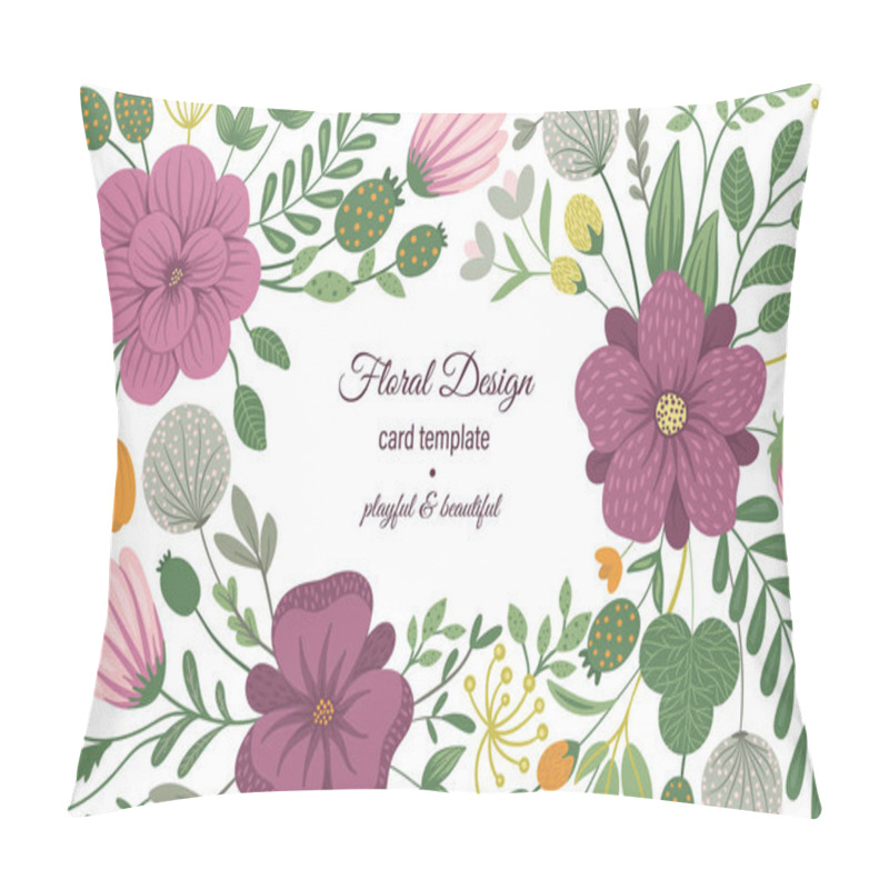 Personality  Vector Card Template With Floral Elements. Design With Flowers Pillow Covers