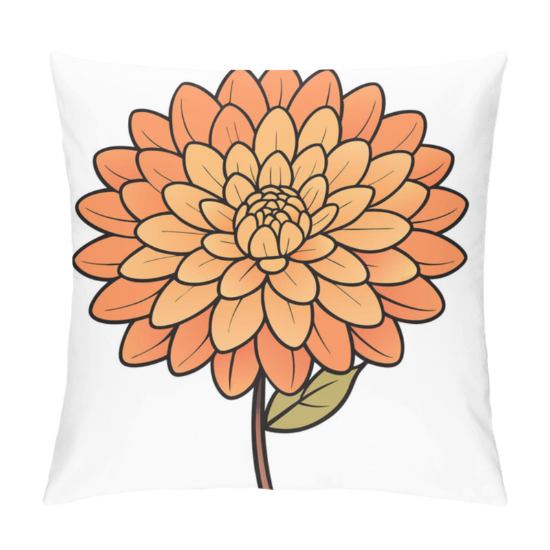 Personality  Chrysanthemum Flat Vector Botanical Illustration. Pillow Covers