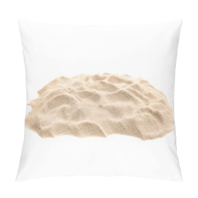 Personality  Heap Of Dry Beach Sand On White Background Pillow Covers