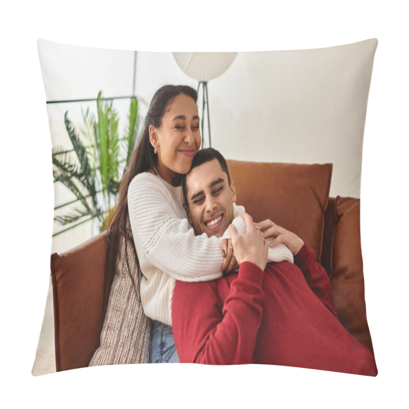 Personality  A Beautiful Couple Enjoys Quality Time Together In Cozy Winter Outfits, Radiating Warmth. Pillow Covers