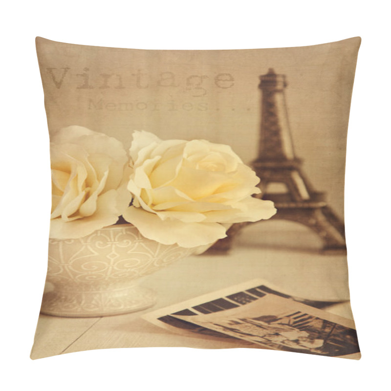 Personality  Antique Roses With Old Photos Pillow Covers