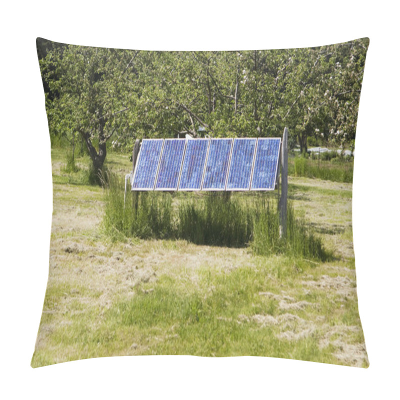 Personality  Solar Panels Against Green Background Pillow Covers