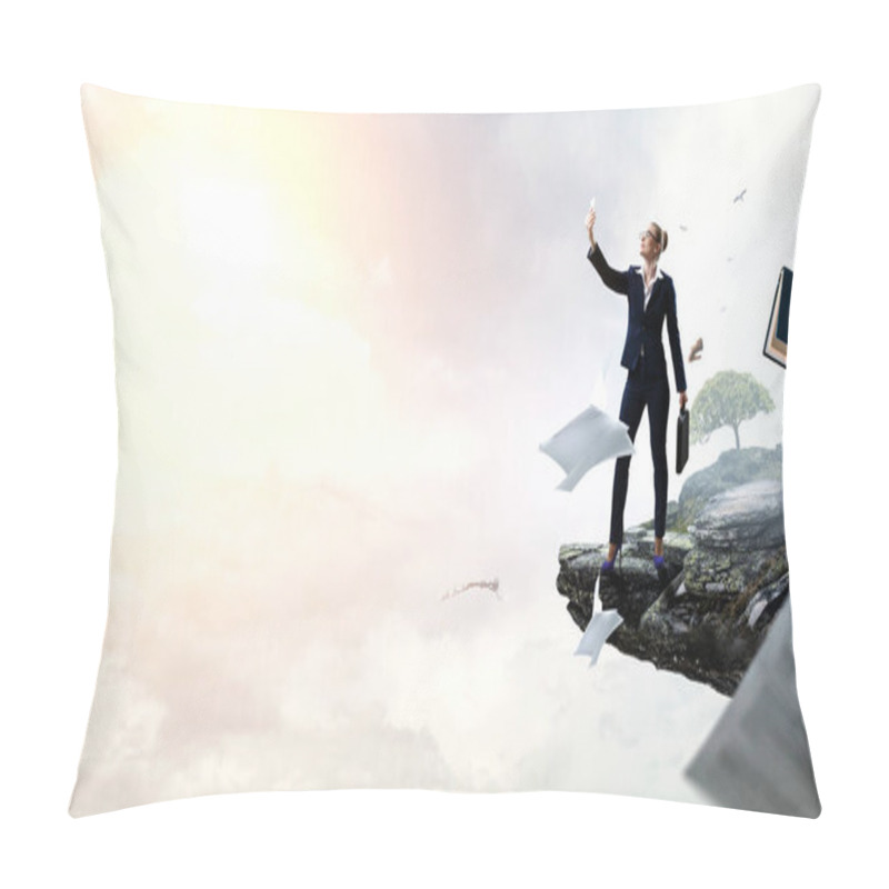 Personality  Business Success Concept . Mixed Media Pillow Covers