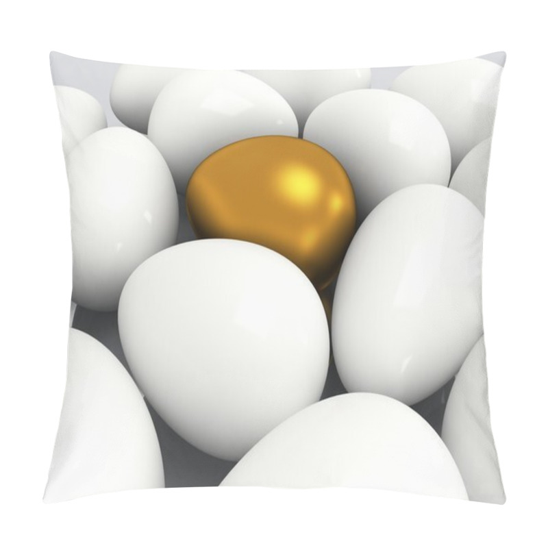 Personality  Unique Golden Egg Among White Eggs Pillow Covers