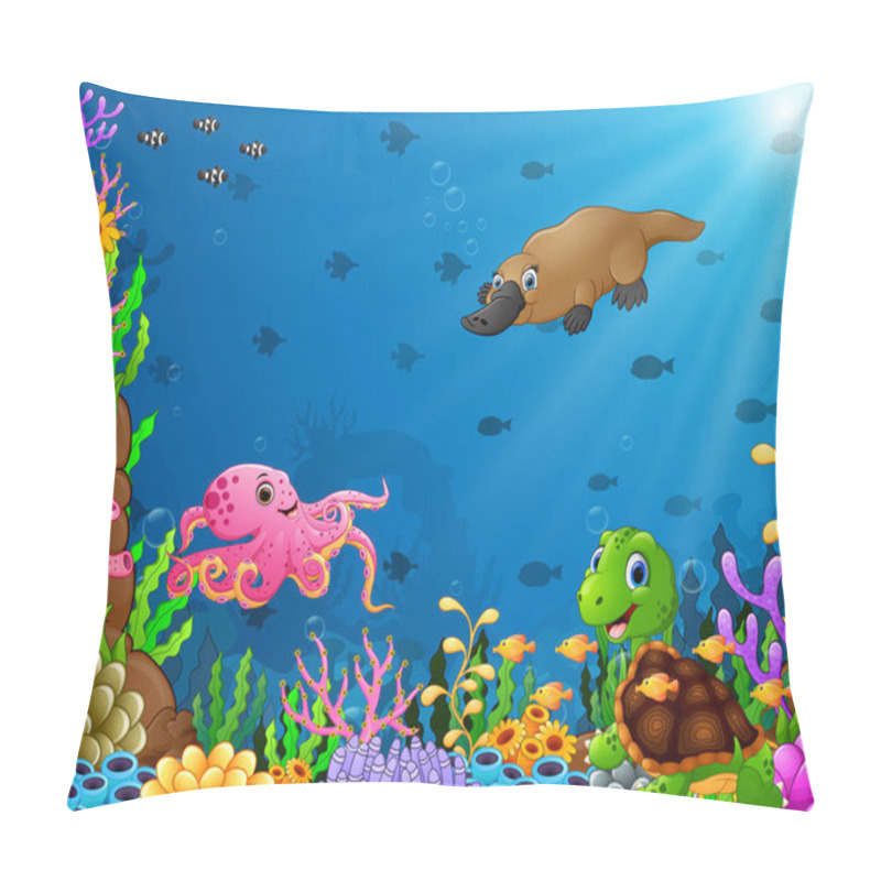 Personality  Cartoon Tropical Animal With Beautiful Underwater World Pillow Covers