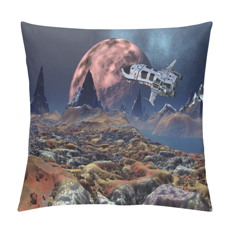 Personality  3D Rendered Fantasy Alien Landscape - 3D Illustration Pillow Covers