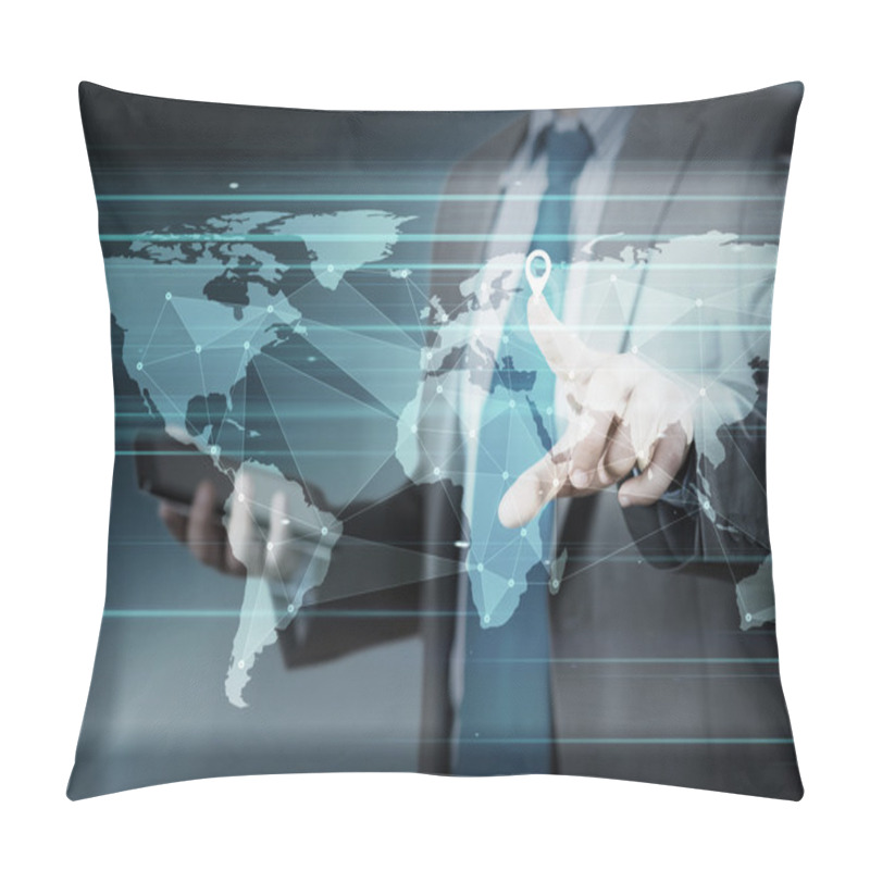 Personality  Hand Pushing Global Network Button Pillow Covers