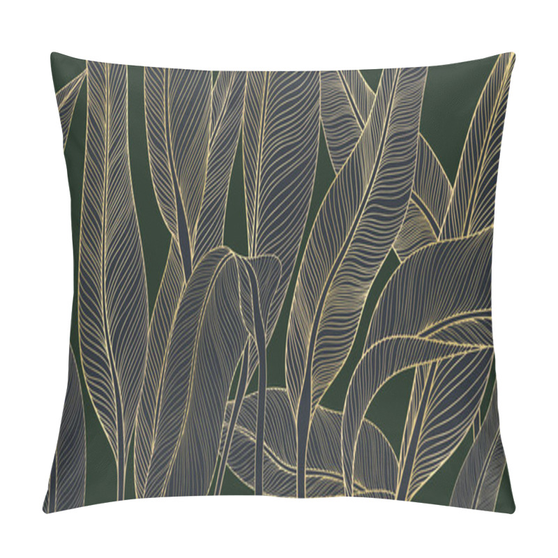 Personality  Tropical Leaves Illustration .Hand Drawn Vector Background Pillow Covers