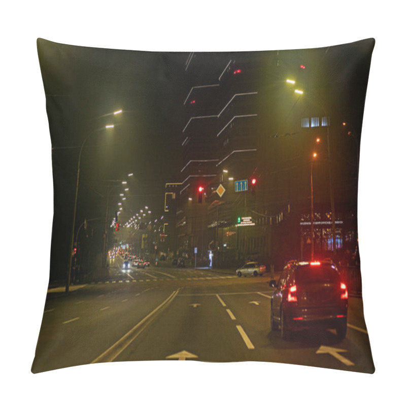 Personality  Evening Highway Illuminated By Lanterns With Cars In Kyiv During The War In Ukraine Pillow Covers