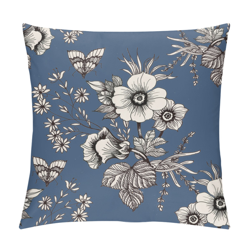 Personality  Blooming Flowers And Butterflies Pillow Covers