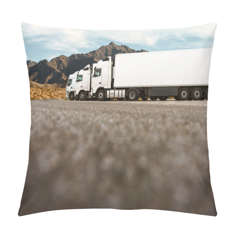 Personality  Three Trucks In A Row Of A Transporting Company Pillow Covers