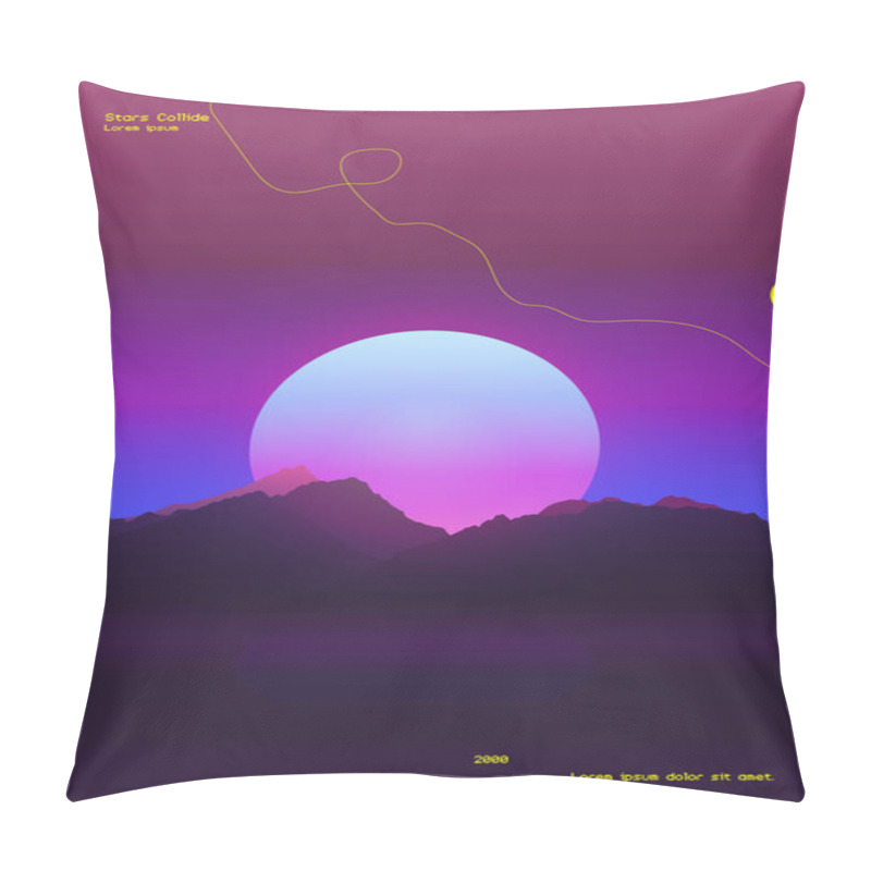 Personality  Retrowave Mountain Space Scene, Neon Gradient Background Template, Aesthetic Feeling Pillow Covers