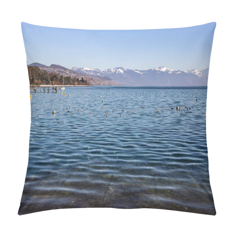 Personality  Transparent Waters Of Lake Geneva And The Alps Seen From Lausanne, Switzerland Pillow Covers