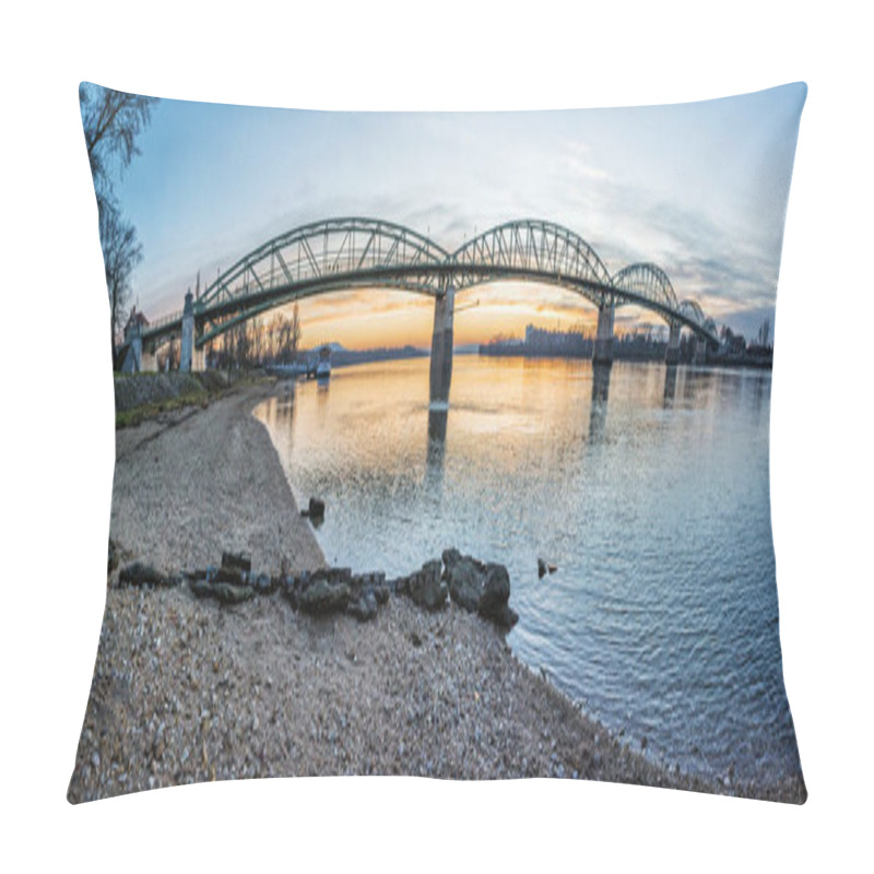 Personality  Maria Valeria Bridge From Esztergom To Sturovo, Sunset Scene Pillow Covers