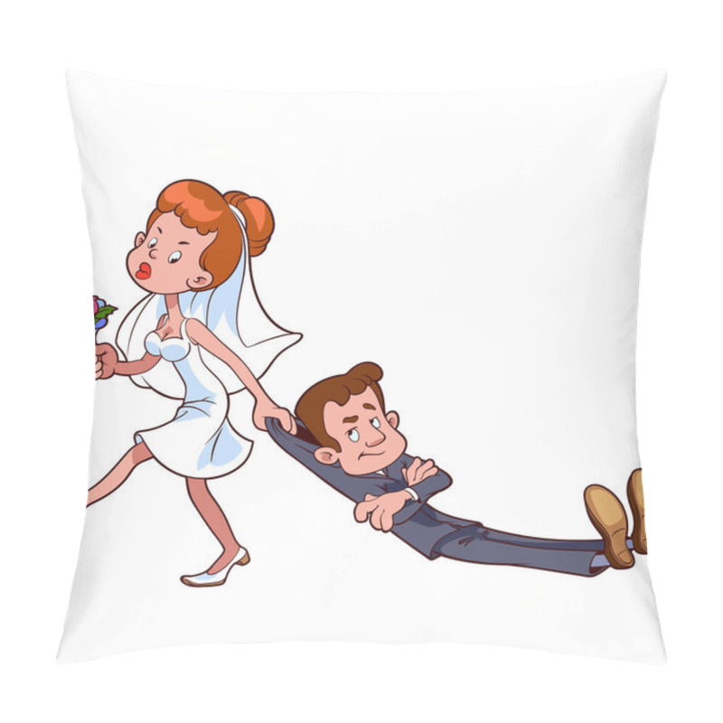 Personality  Angry Bride Drags The Groom  To Get Married Pillow Covers