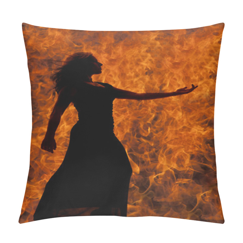 Personality  Woman Silhouette In Fire Crawling Pillow Covers