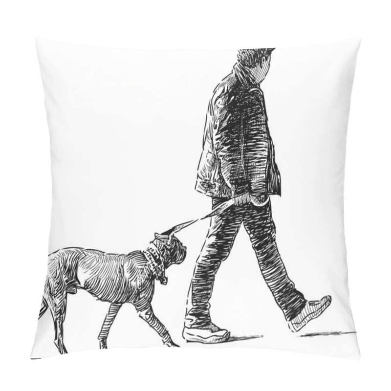 Personality  Man With  His Dog Pillow Covers