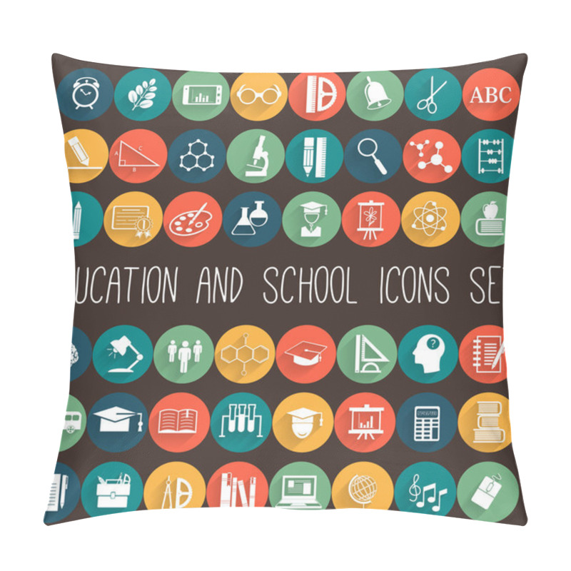 Personality  Education Flat Icon Set Pillow Covers