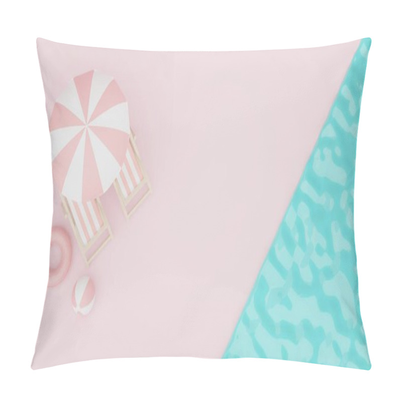 Personality  3d Render Of Abstract Minimal  Display Podium For Showing Products Or Cosmetic Presentation With Summer Beach Scene. Summer Time Season For Vacation Concept. Pillow Covers