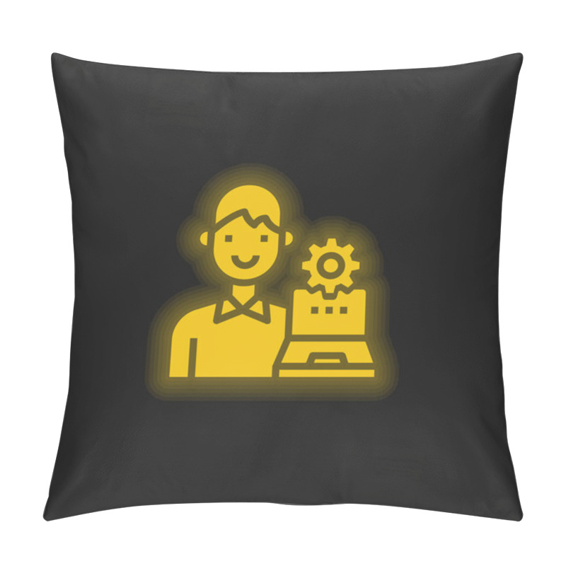 Personality  Admin Yellow Glowing Neon Icon Pillow Covers