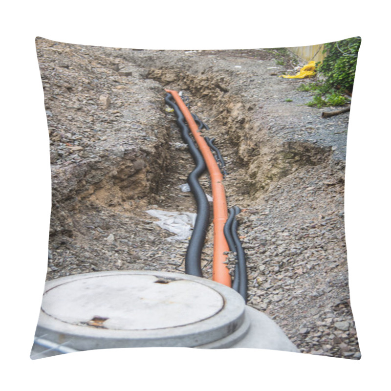 Personality  Drainage Ditch With Sewer Pipe Made Of Concrete Pillow Covers