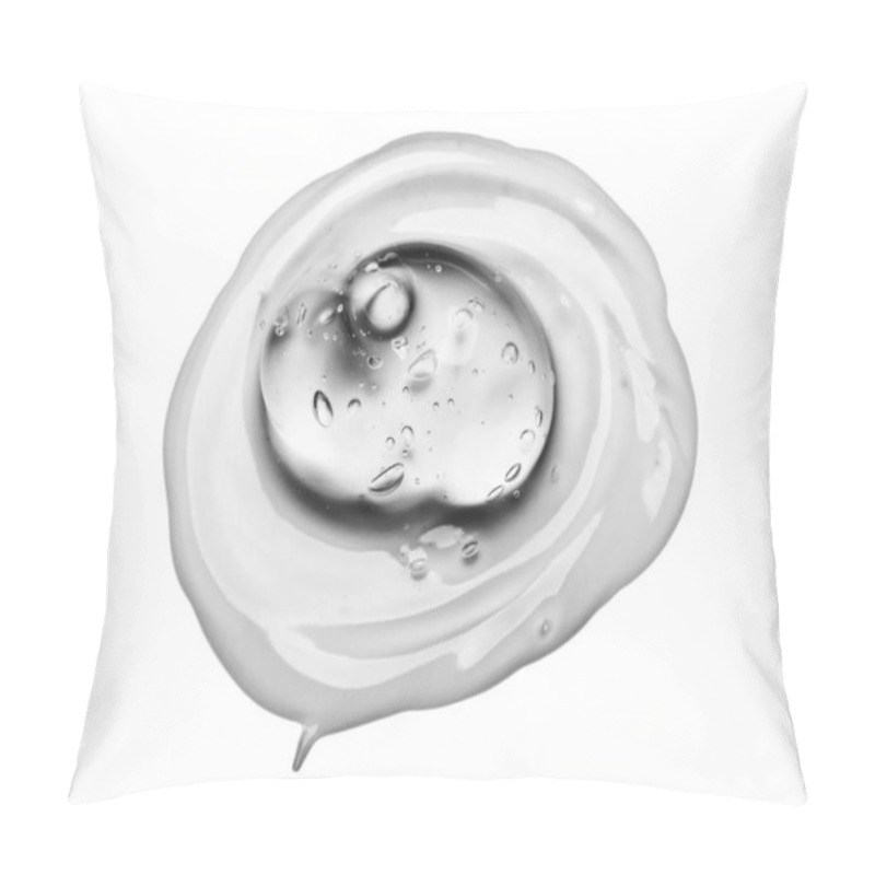 Personality  Squeezed Cosmetic Clear Cream Gel Texture Iisolated On White Background. Close Up Photo Of Transparent Drop Of Skin Care Product. High Quality Transparent Gel With Bubbles Closeup On White Background Pillow Covers