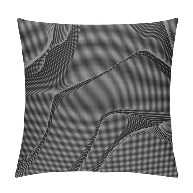 Personality  Abstract Vector Monochrome Distorted Mesh Plane On Dark Background. Futuristic Style Card. Elegant Background For Business Presentations. Grayscale Corrupted Point Plane. Chaos Aesthetics. Pillow Covers