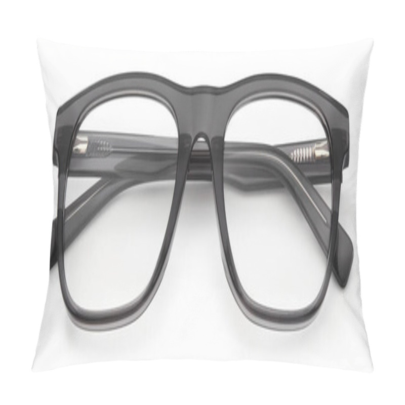 Personality  Top View Glasses Isolated On White Background, Black Plastic Glossy Male Spectacle  Pillow Covers