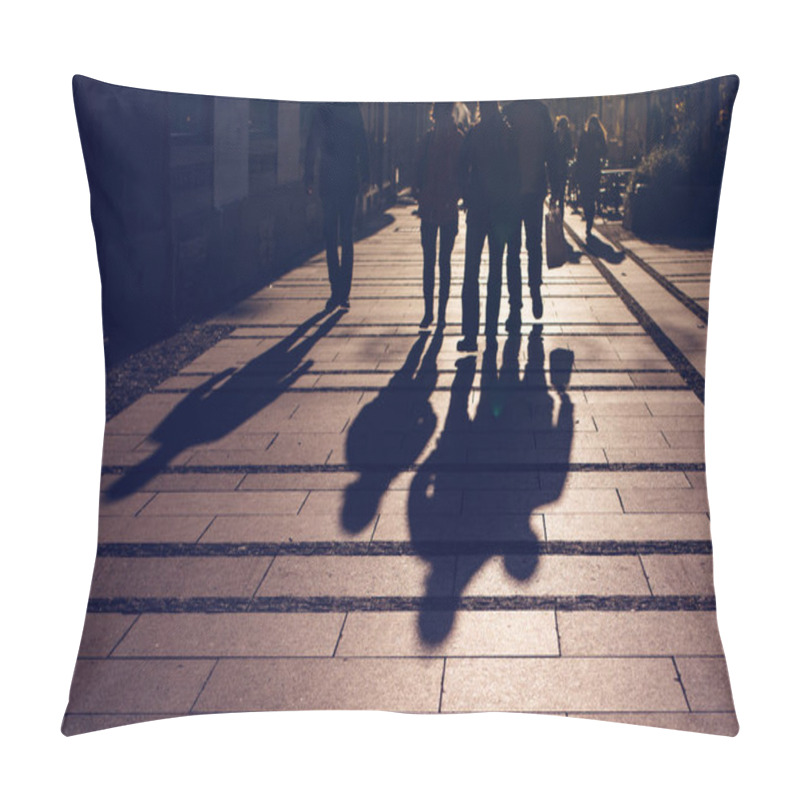 Personality  Silhouettes Of People Walking On City Street Pillow Covers