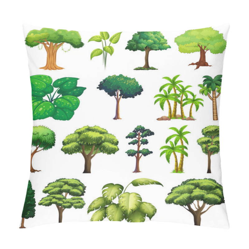 Personality  Set Of Variety Plants And Trees Illustration Pillow Covers