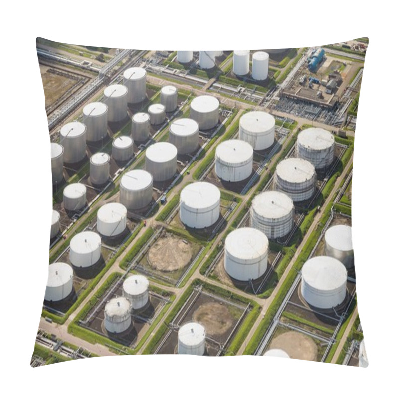 Personality  Petroleum, Oil And Chemical Storage Depot Terminal In An Industrial Port Pillow Covers