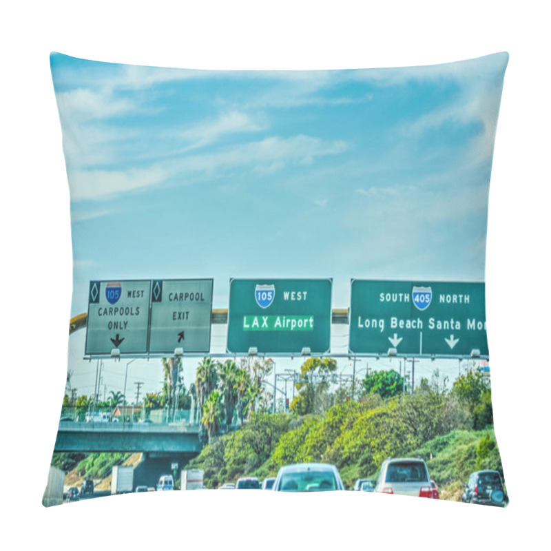 Personality  LAX Exit Sign On 105 Freeway Pillow Covers