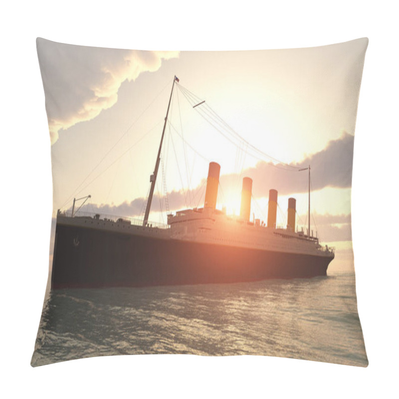 Personality  Historic Passenger Ship RMS Titanic On The High Seas At Sunset Pillow Covers