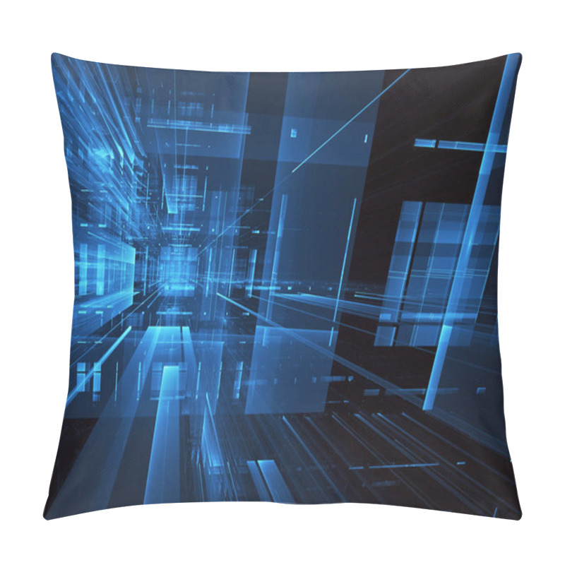 Personality  Abstract 3D Fractal Background, 3D Illustration. Virtual Neon City Pillow Covers