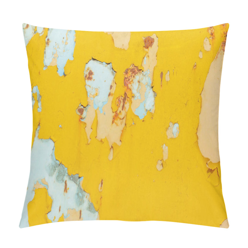 Personality  Rust.An Old Metal Product With Rust Spots And Fallen Off Yellow Paint Pillow Covers