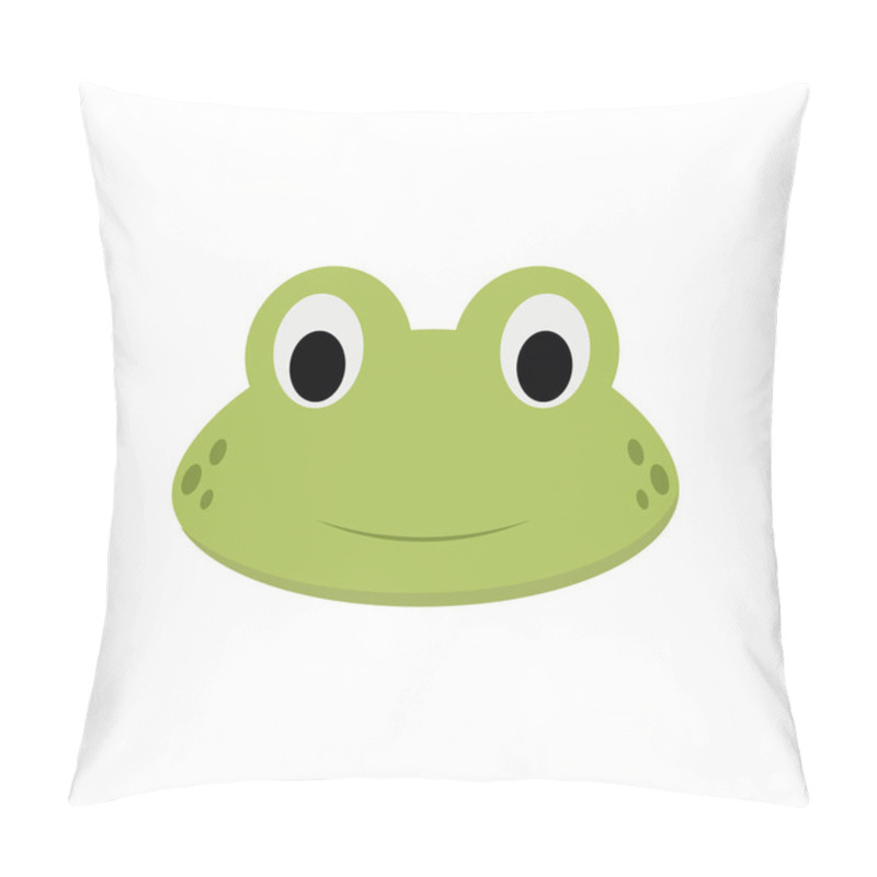 Personality  Frog Face In Cartoon Style For Children. Animal Faces Vector Illustration Series Pillow Covers