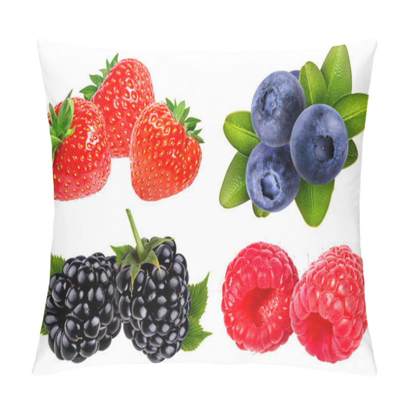 Personality  Collection Of Fresh Berries Isolated On White Background Pillow Covers