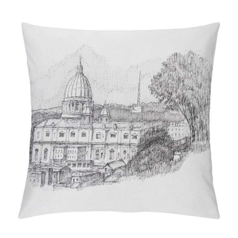 Personality  Roman Cityscape Of The Vatican City Painted By Ink Pillow Covers