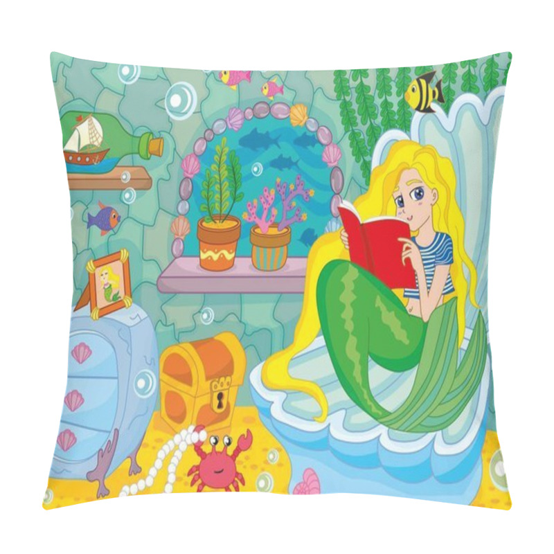 Personality  Little Mermaid In An Underwater House In His Room Sits On An Armchair Pillow Covers