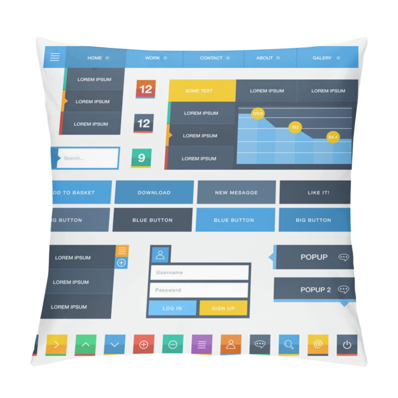 Personality  Flat User Interface Design Kit Pillow Covers