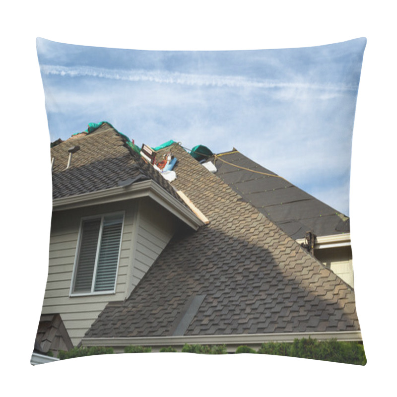 Personality  Home Roof Being Replaced With New Composite Roofing Materials Pillow Covers