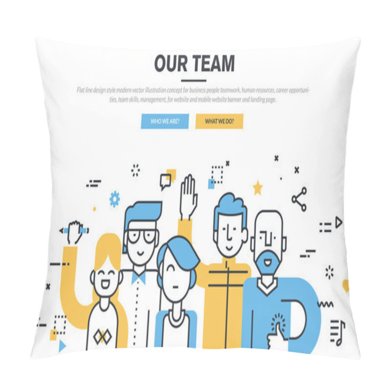 Personality  Flat Line Design Style Modern Vector Illustration Concept For Business People Teamwork Pillow Covers