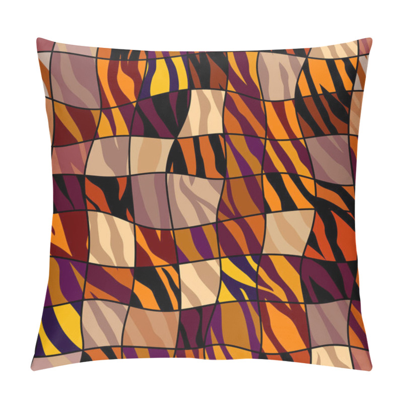 Personality  Abstract Brown Animal Exotic Pattern In Patchwork Style. Pillow Covers