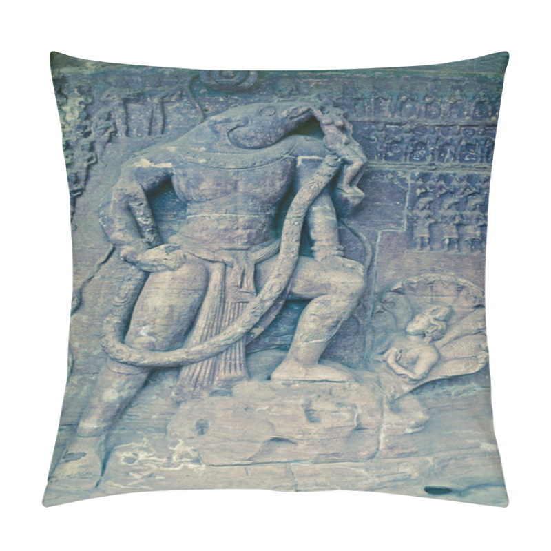 Personality  Relief Depicting Varaha, Gupta Period, Early 5th Century AD, Cave 5, Udayagiri, Madhya Pradesh, India, Asia Pillow Covers