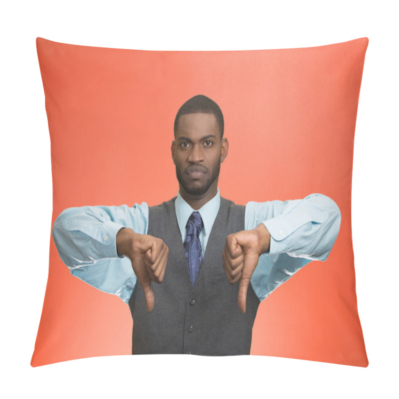 Personality  Displeased Customer Executive Man Giving Thumbs Down Gesture Pillow Covers