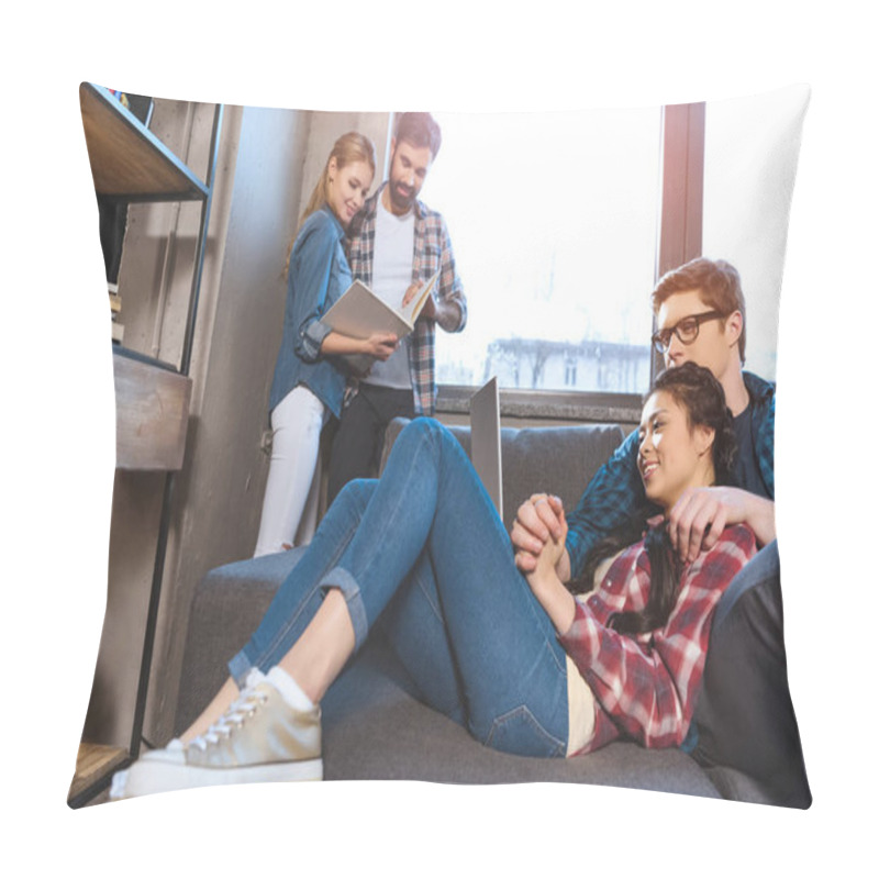 Personality  Two Loving Couples Resting In Room Pillow Covers