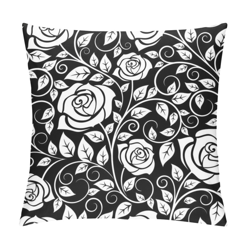 Personality  Black And White Roses Seamles Pattern Pillow Covers