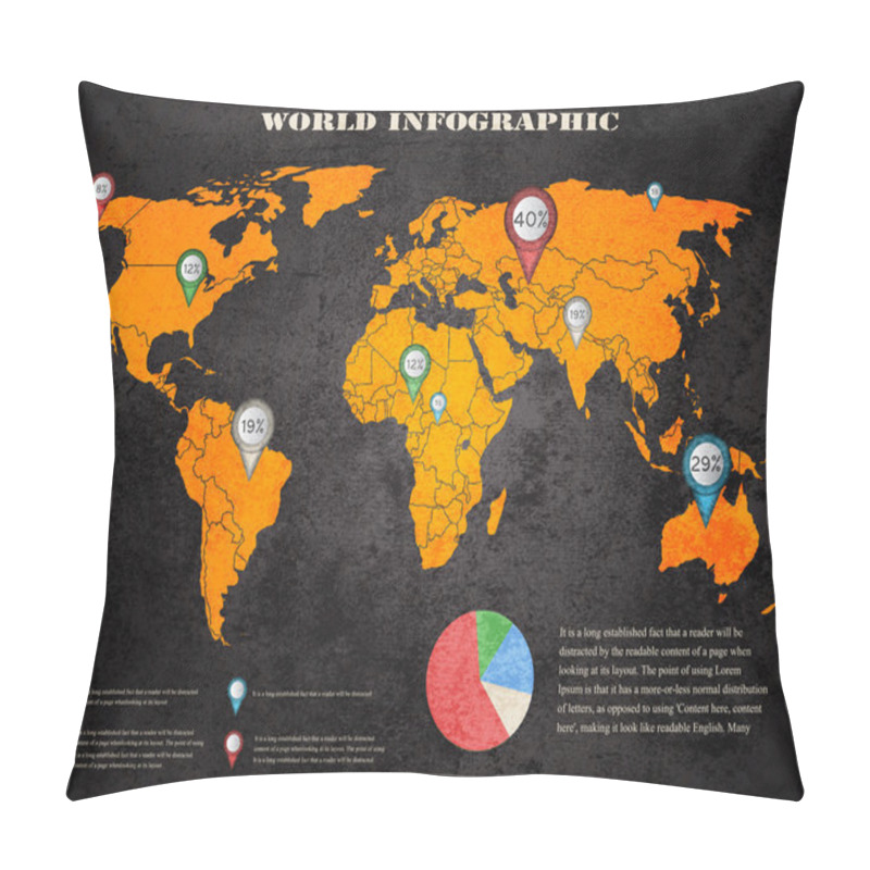 Personality  Set Of Infographic Elements. World Map And Information Graphics Pillow Covers