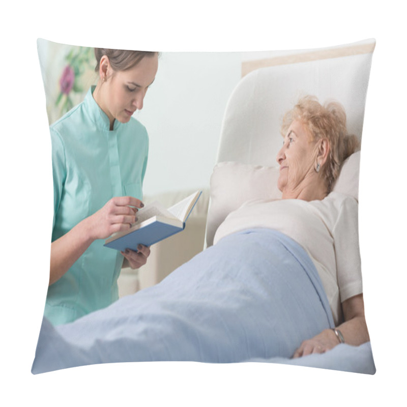 Personality  Caregiver Reading Ill Patient Book Pillow Covers