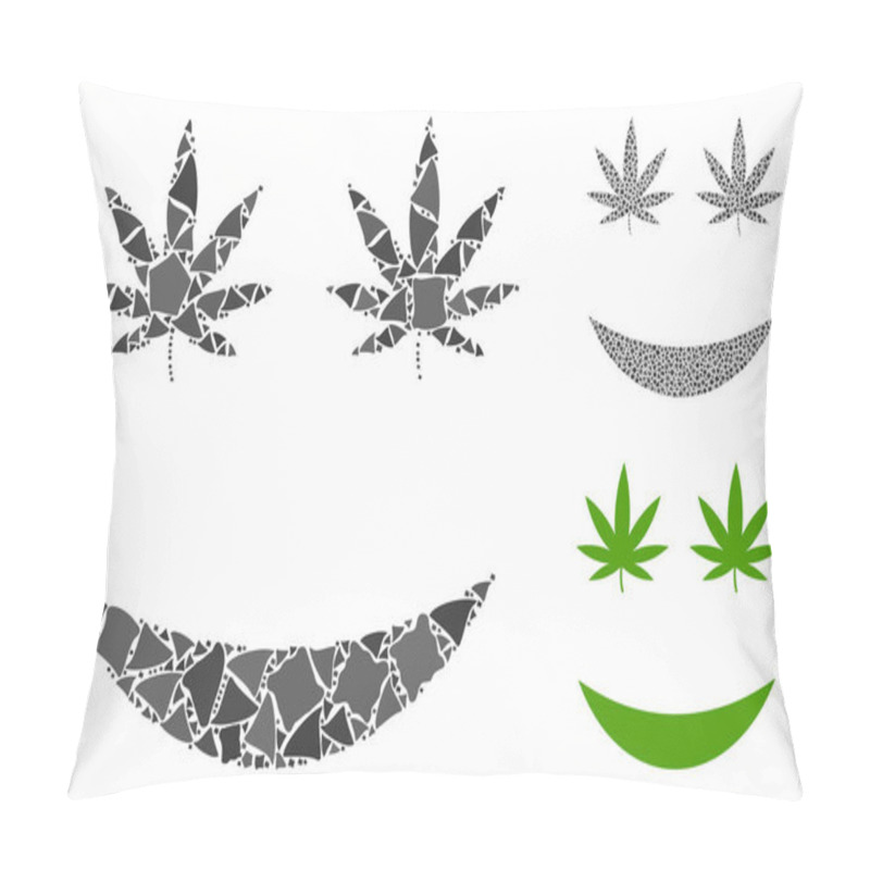 Personality  Cannabis Smile Composition Icon Of Irregular Elements Pillow Covers